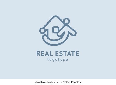 Abstract real estate agent logo icon vector design. Rent, sale of real estate vector logo, House cleaning, home security, real estate auction. Vector building logo concept.