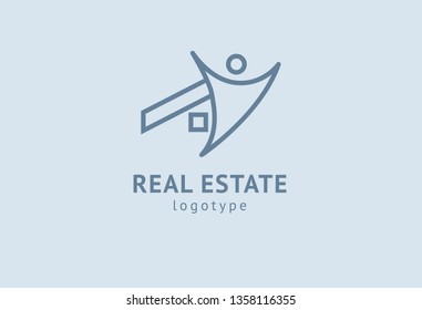 Abstract real estate agent logo icon vector design. Rent, sale of real estate vector logo, House cleaning, home security, real estate auction. Vector building logo concept.