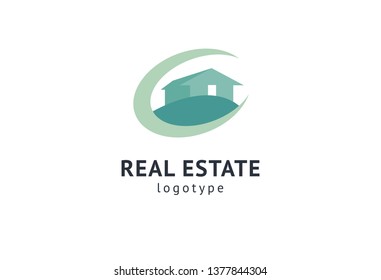 Abstract real estate agent logo icon vector design. Rent, sale of real estate vector logo, House cleaning, home security, real estate auction. Vector building logo concept.