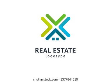 Abstract real estate agent logo icon vector design. Rent, sale of real estate vector logo, House cleaning, home security, real estate auction. Vector building logo concept.