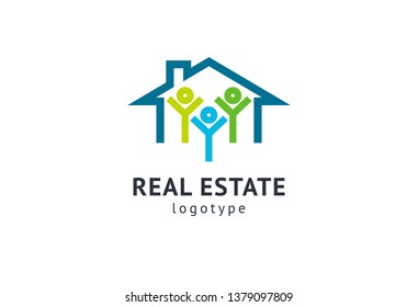 Abstract real estate agent logo icon vector design. Rent, sale of real estate vector logo, House cleaning, home security, real estate auction. Vector building logo concept.
