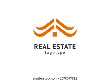 Abstract real estate agent logo icon vector design. Rent, sale of real estate vector logo, House cleaning, home security, real estate auction. Vector building logo concept.