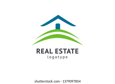 Abstract real estate agent logo icon vector design. Rent, sale of real estate vector logo, House cleaning, home security, real estate auction. Vector building logo concept.