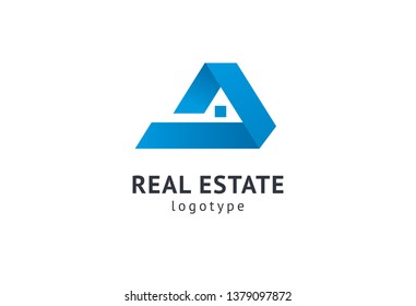 Abstract real estate agent logo icon vector design. Rent, sale of real estate vector logo, House cleaning, home security, real estate auction. Vector building logo concept.