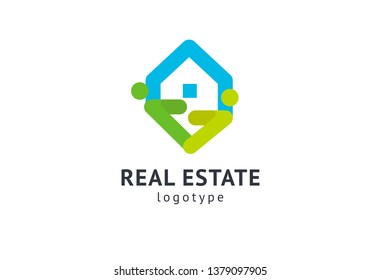 Abstract real estate agent logo icon vector design. Rent, sale of real estate vector logo, House cleaning, home security, real estate auction. Vector building logo concept.