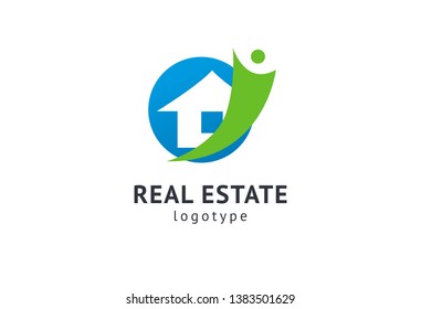Abstract real estate agent logo icon vector design. Rent, sale of real estate vector logo, House cleaning, home security, real estate auction. Vector building logo concept.