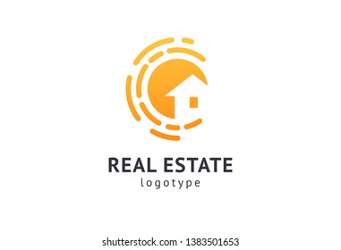 Abstract real estate agent logo icon vector design. Rent, sale of real estate vector logo, House cleaning, home security, real estate auction. Vector building logo concept.