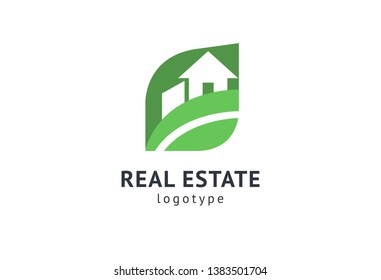 Abstract real estate agent logo icon vector design. Rent, sale of real estate vector logo, House cleaning, home security, real estate auction. Vector building logo concept.