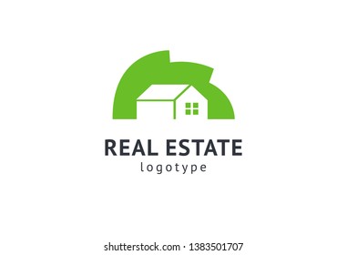 Abstract real estate agent logo icon vector design. Rent, sale of real estate vector logo, House cleaning, home security, real estate auction. Vector building logo concept.