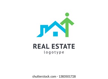 Abstract real estate agent logo icon vector design. Rent, sale of real estate vector logo, House cleaning, home security, real estate auction. Vector building logo concept.