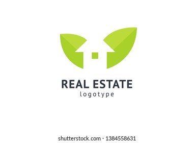 Abstract real estate agent logo icon vector design. Rent, sale of real estate vector logo, House cleaning, home security, real estate auction. Vector building logo concept.