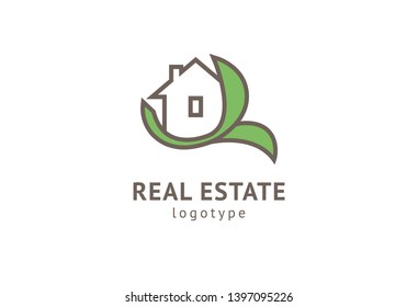 Abstract real estate agent logo icon vector design. Rent, sale of real estate vector logo, House cleaning, home security, real estate auction. Vector building logo concept.