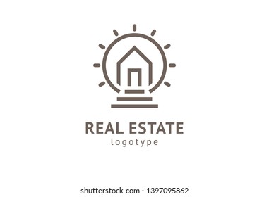 Abstract real estate agent logo icon vector design. Rent, sale of real estate vector logo, House cleaning, home security, real estate auction. Vector building logo concept.