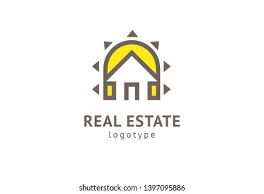 Abstract real estate agent logo icon vector design. Rent, sale of real estate vector logo, House cleaning, home security, real estate auction. Vector building logo concept.