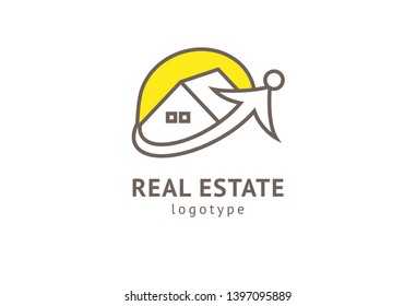 Abstract real estate agent logo icon vector design. Rent, sale of real estate vector logo, House cleaning, home security, real estate auction. Vector building logo concept.