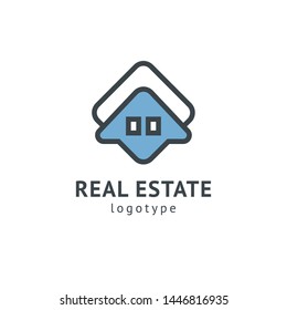 Abstract real estate agent logo icon vector design. Rent, sale of real estate vector logo, House cleaning, home security, real estate auction. Vector building logo concept.