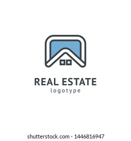 Abstract real estate agent logo icon vector design. Rent, sale of real estate vector logo, House cleaning, home security, real estate auction. Vector building logo concept.