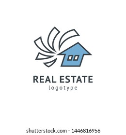 Abstract real estate agent logo icon vector design. Rent, sale of real estate vector logo, House cleaning, home security, real estate auction. Vector building logo concept.