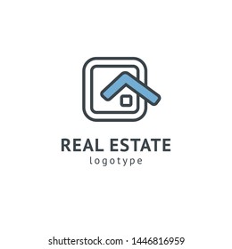 Abstract real estate agent logo icon vector design. Rent, sale of real estate vector logo, House cleaning, home security, real estate auction. Vector building logo concept.