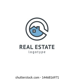 Abstract real estate agent logo icon vector design. Rent, sale of real estate vector logo, House cleaning, home security, real estate auction. Vector building logo concept.