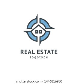 Abstract real estate agent logo icon vector design. Rent, sale of real estate vector logo, House cleaning, home security, real estate auction. Vector building logo concept.