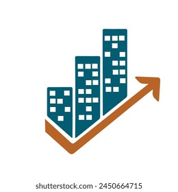 Abstract real estate and development concept with house and arrow design
