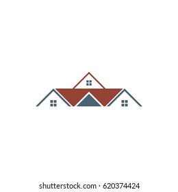 abstract real estate icon logo in flat earth tone color