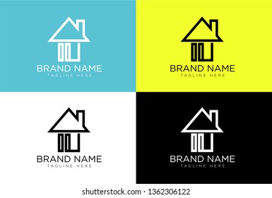 Abstract real estate letter IU logo - vector