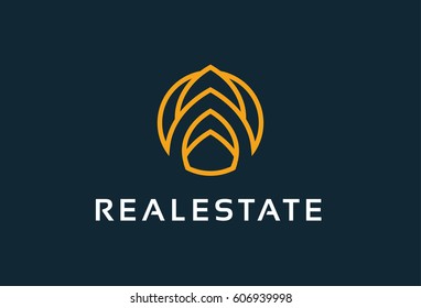 Abstract Real Estate Logo Template Vector Design, Abstract Emblem, Monogram Concept, Creative Symbol, Icon