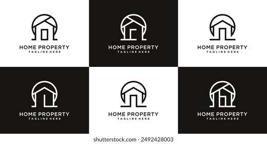 Abstract real estate logo templates with home property icon logo collection.