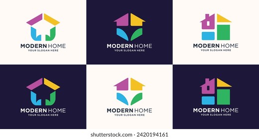 Abstract real estate modern logo icon vector design. Rent, sale of real estate vector logo, House cleaning, home security, real estate building logo concept.