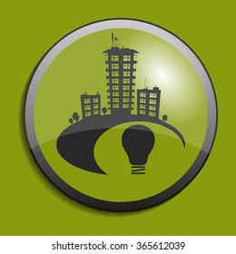 Abstract real estate symbol on circle button. Vector illustration