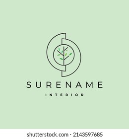 Abstract real estate tree design logo with house and leaves