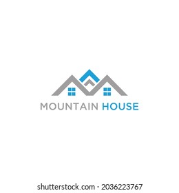 abstract real estate vector logo design with house and mountain shape
