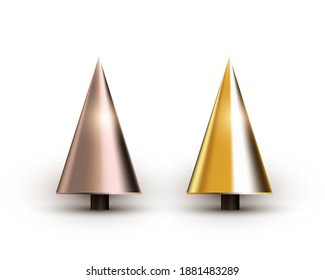 Resumen árboles de Navidad 3D realistas conjunto de ilustración vectorial