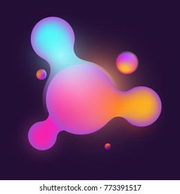 Abstract realistic 3d colorful atom or molecule shape. Modern vector illustration. Minimal futuristic template for branding banner, cover, poster, advertising.