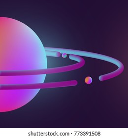Abstract realistic 3d colorful planet shapes. Modern vector illustration. Minimal futuristic template for branding banner, cover, poster, advertising.