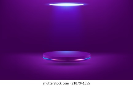 Abstract realistic 3d cylinder pedestal podium