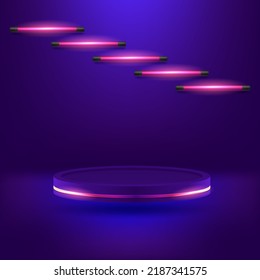 Abstract realistic 3d cylinder pedestal podium