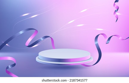 Abstract realistic 3d cylinder pedestal podium