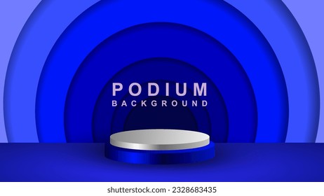 Abstract realistic 3d cylinder pedestal podium. Vector rendering of a product display presentation. Futuristic scene.
