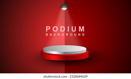Abstract realistic 3d cylinder pedestal podium. Vector rendering of a product display presentation. Futuristic scene.