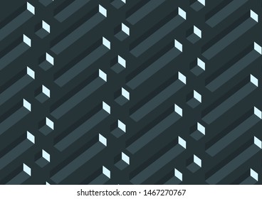 Abstract realistic 3D gray geometric cubes pattern on black background. Vector illustration