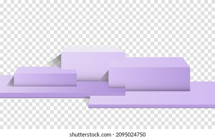 Abstract realistic 3D podium set with pastel color. 3d display product beige minimal scene with geometric podium platform. Vector illustration
