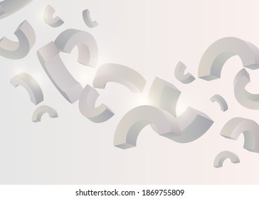 Abstract realistic 3D shapes background vector illustration
