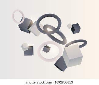 Abstract realistic 3D shapes background vector illustration