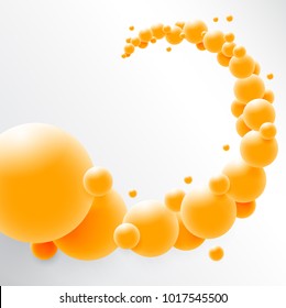 Abstract realistic 3D sphere design. 3d molecules concept, atoms, multicolored balls, balloons, primitive shapes, minimalist design with organic spheres on background. Trendy banner or poster design

