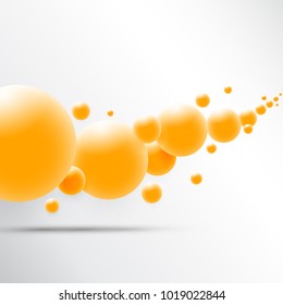 Abstract realistic 3D sphere design. 3d molecules concept, atoms, multicolored balls, balloons, primitive shapes, minimalist design with organic spheres on background. Trendy banner or poster design

