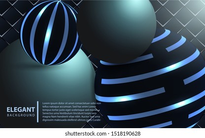 Abstract realistic 3d spheres a combination with lighting shapes. Modern vector design template for use element cover, banner, advertising, poster, corporate