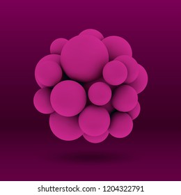Abstract realistic 3d spheres structure background. Vector illustration